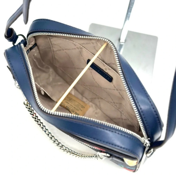 Michael Kors Large EW Zip Chain Xbody Crossbody Bag Admiral Navy - Picture 9 of 11